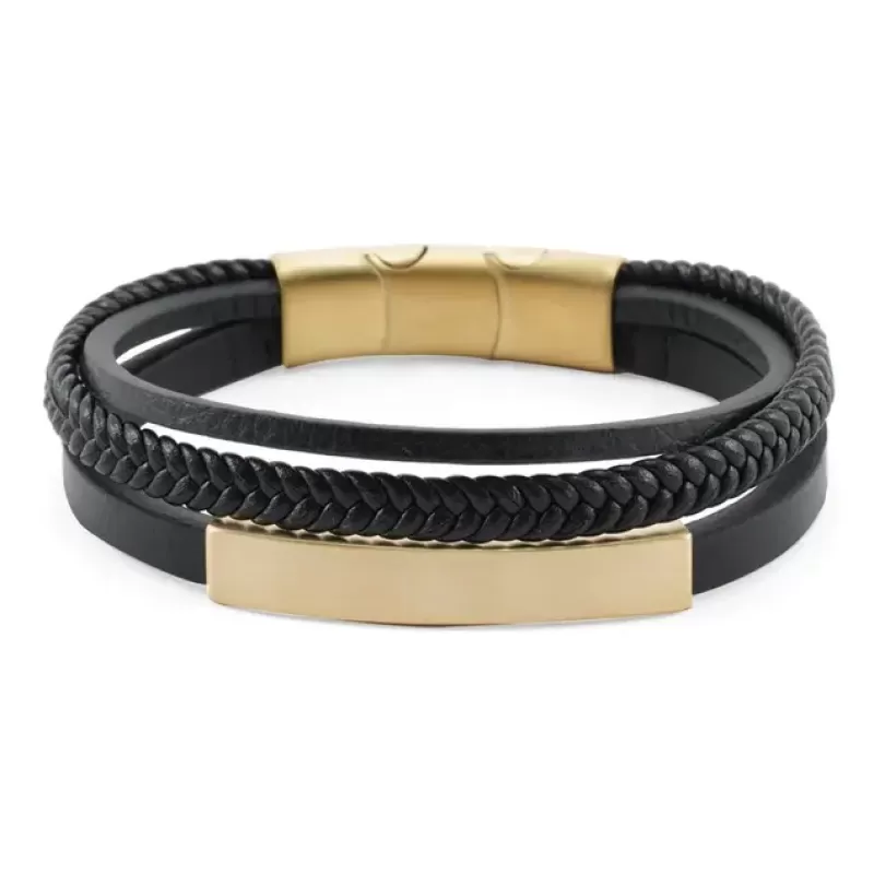 Bronze & Black Triple Band Bracelet