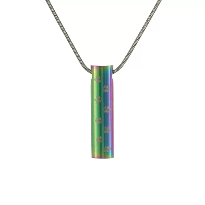 Cylinder Rainbow with Paw Prints - includes 19" chain