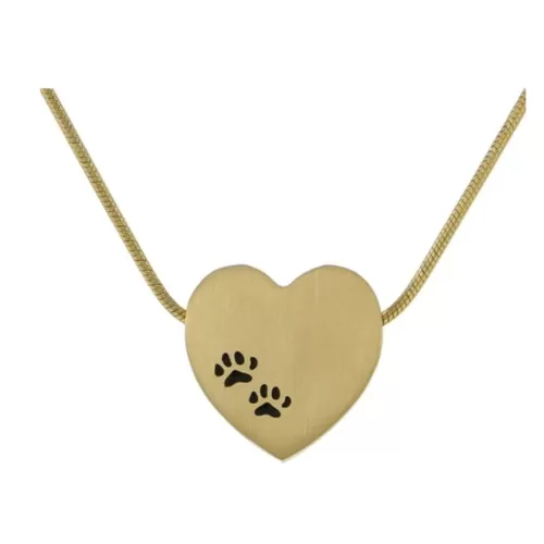 Bronze Heart with Paw Prints - includes 19" chain