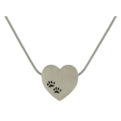 Pewter Heart with Paw Prints - includes 19" chain