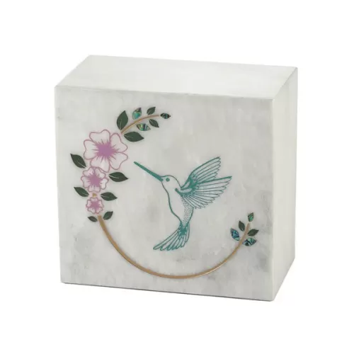 Hummingbird Teal White Urn Monumental Memorials