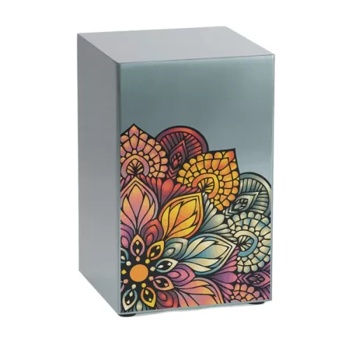 Life Canvas Mandala Pewter Urn, Right Side