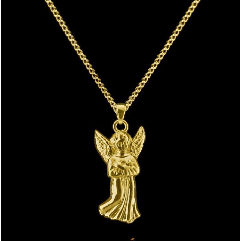 Guardian Angel - Brass with Chain