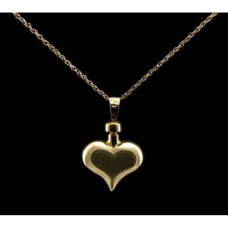 Heart Cremation Locket - 14k Gold with Chain